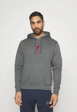 Nike Performance LIVERPOOL FC CLUB HOODIE - Sweatshirt - Smoke Grey/tough Red